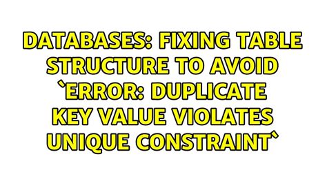 Steps to Reproduce. . Sqlstate23505 unique violation 7 error duplicate key value violates unique constraint